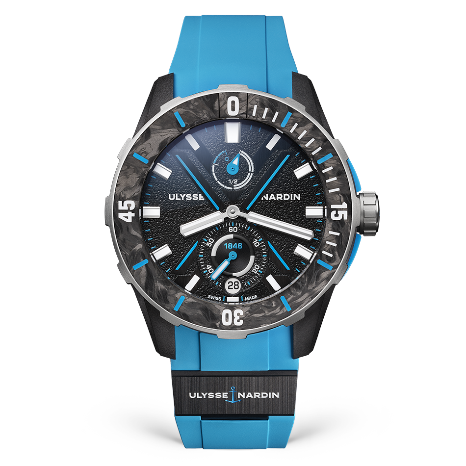 Ulysse Nardin Diver NET Azure 44 mm Black Dial Stainless Steel Rubber Strap 1183-170-2B/3A - WATCHXNYC