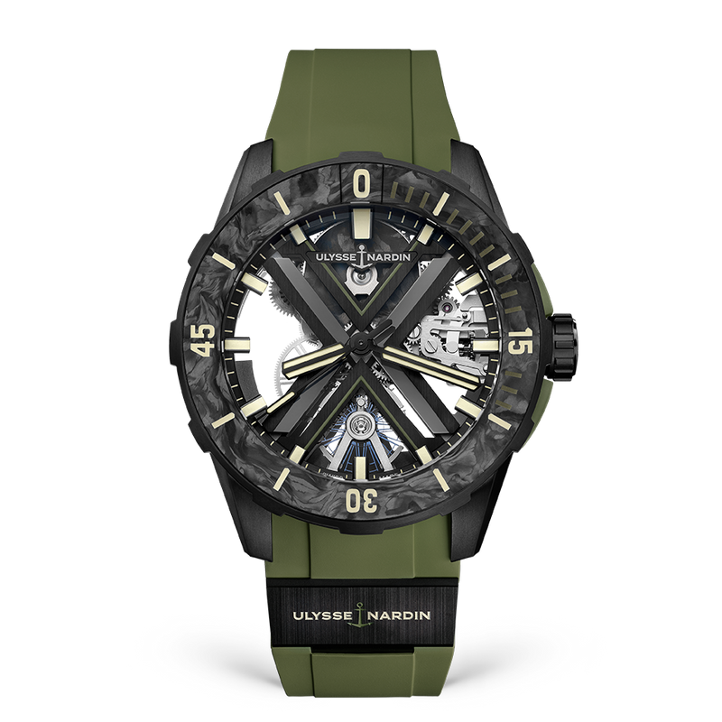 Ulysse Nardin Diver X Skeleton OPS 44 mm Esfera plateada Correa de caucho de titanio 3723-170-2C/3A