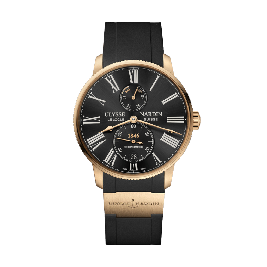 Ulysse Nardin Marine Torpilleur 42 mm Black Dial 18k Rose Gold Rubber Strap 1182-310-3/42 - WATCHXNYC