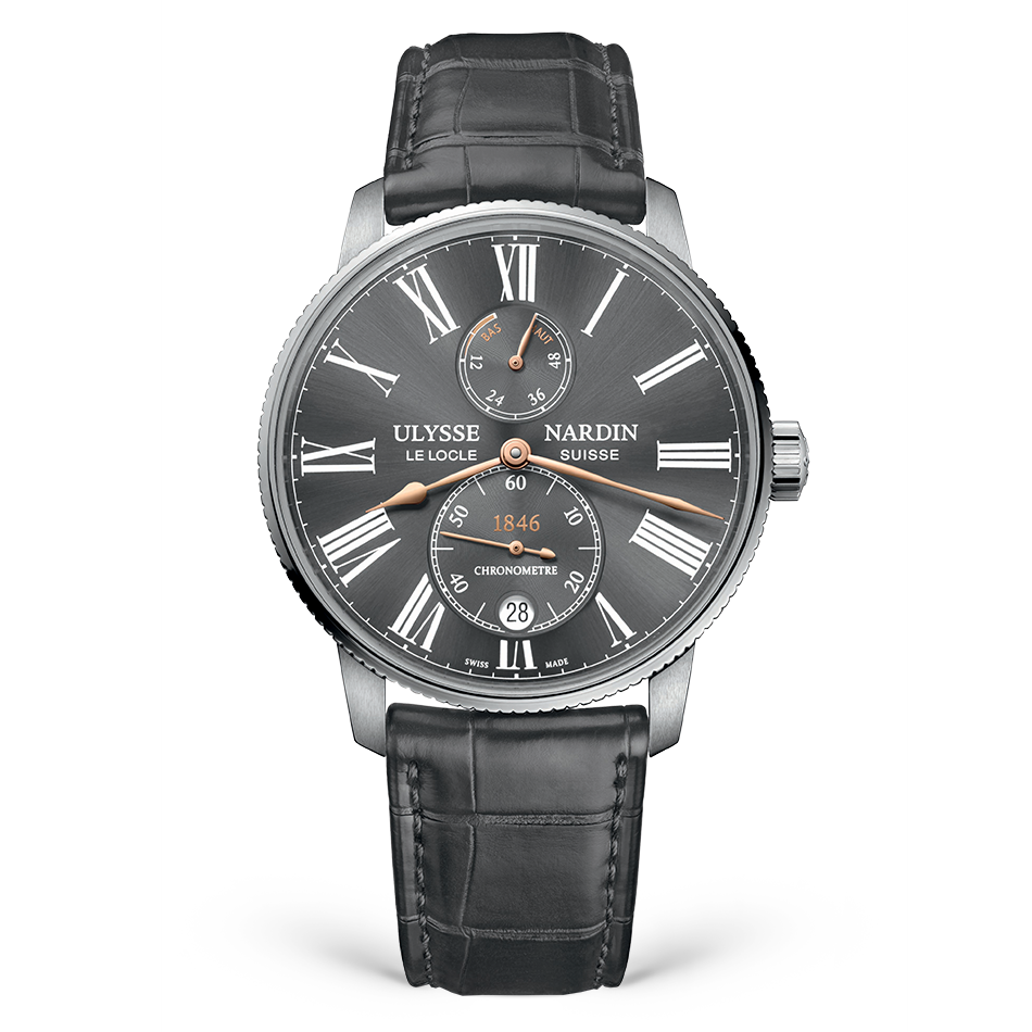 Ulysse Nardin Marine Torpilleur 42 mm Dark Grey Dial Stainless Steel Leather Strap 1183-310/42-BQ - WATCHXNYC