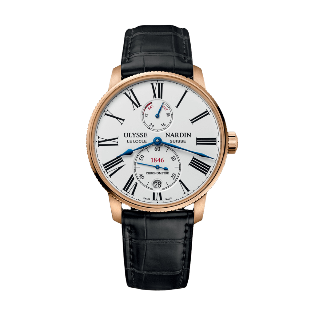 Ulysse Nardin Marine Torpilleur 42 mm Silver Dial 18k Rose Gold Leather Strap 1182-310/40 - WATCHXNYC
