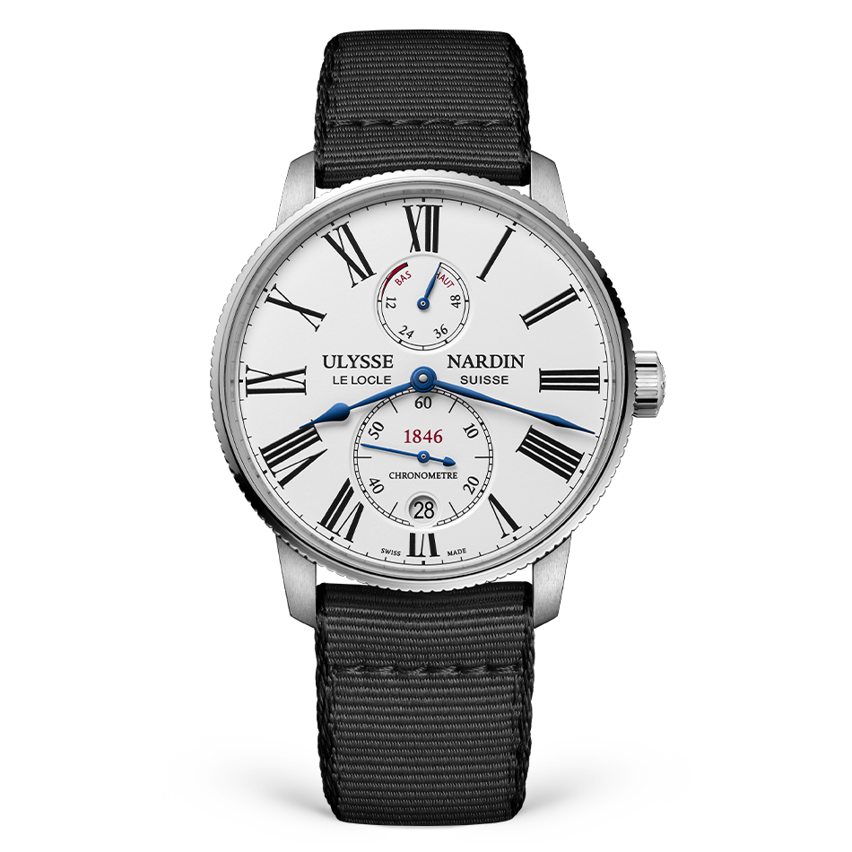 Ulysse Nardin Marine Torpilleur 42 mm Silver Dial Stainless Steel Fabric Strap 1183-310-0A/0A - WATCHXNYC