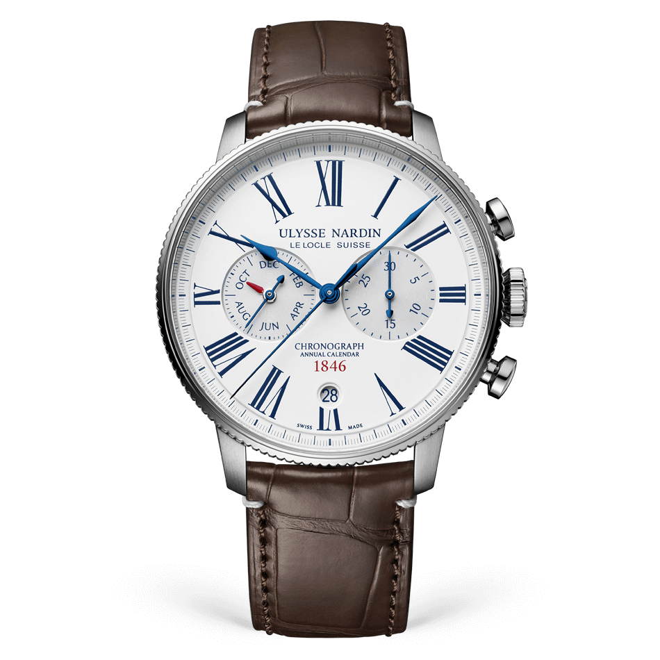 Ulysse Nardin Torpilleur Annual Chronograph 44 mm Silver Dial Stainless Steel Leather Strap 1533-320LE-0A-175/1A - WATCHXNYC