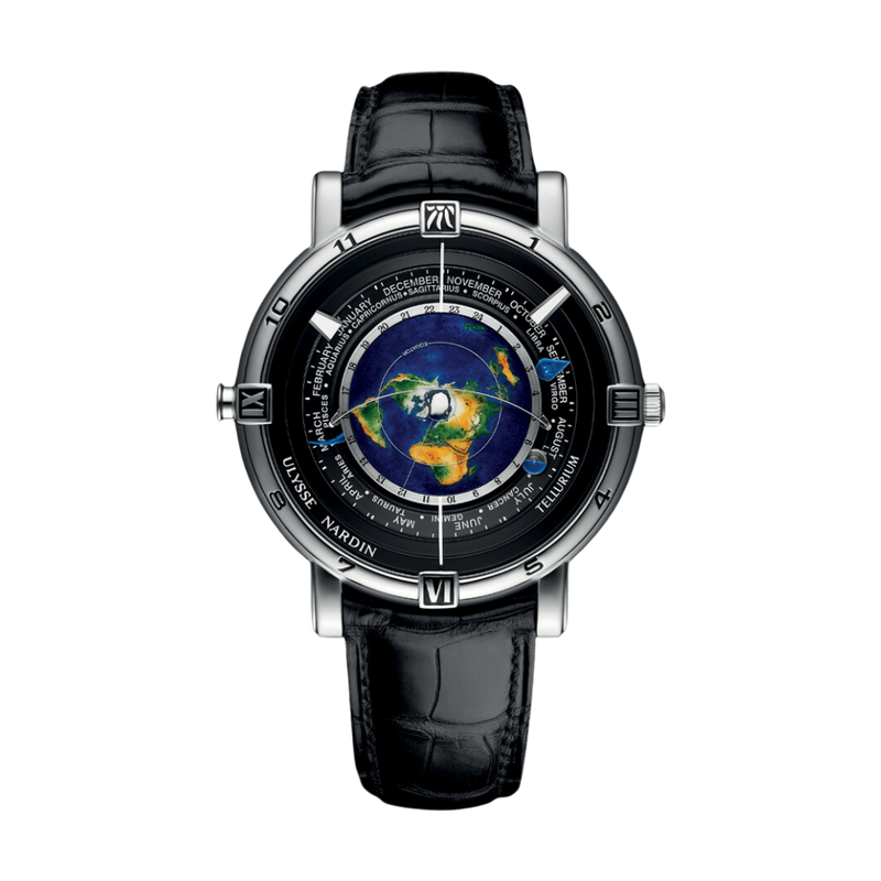 Ulysse Nardin Trilogy 43 mm Esfera negra Correa de piel platino 889-70