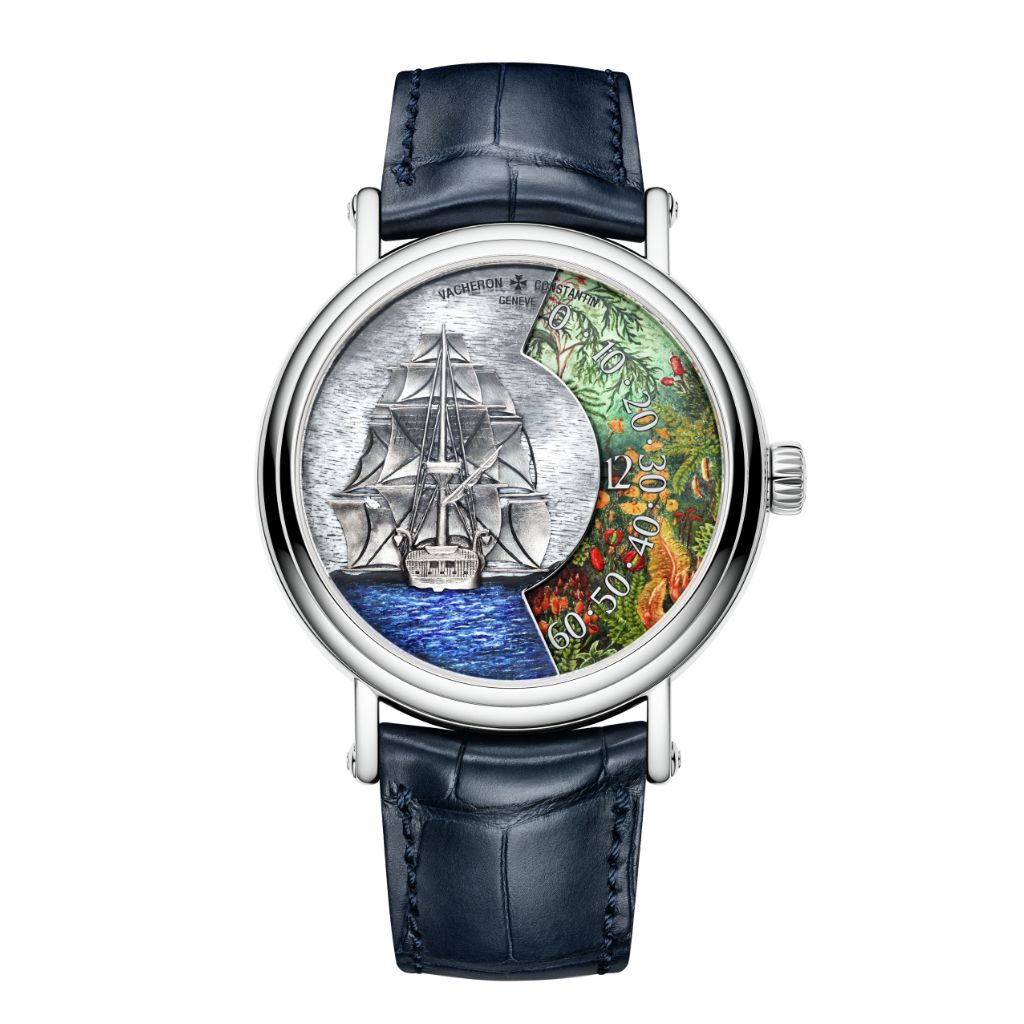 Vacheron Constantin Métiers d'Art Tribute to Explorer Naturalists - Cape Verde 41 mm Silver Dial White Gold   Leather Strap 7500U/000G-B991 - WATCHXNYC