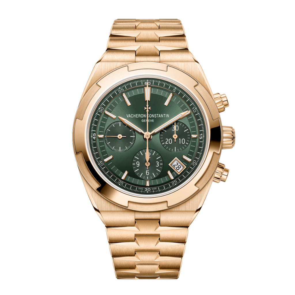 Vacheron Constantin Overseas chronograph 42.5 mm Green Dial 18K Pink Gold Bracelet 5520V/210R-B966 - WATCHXNYC