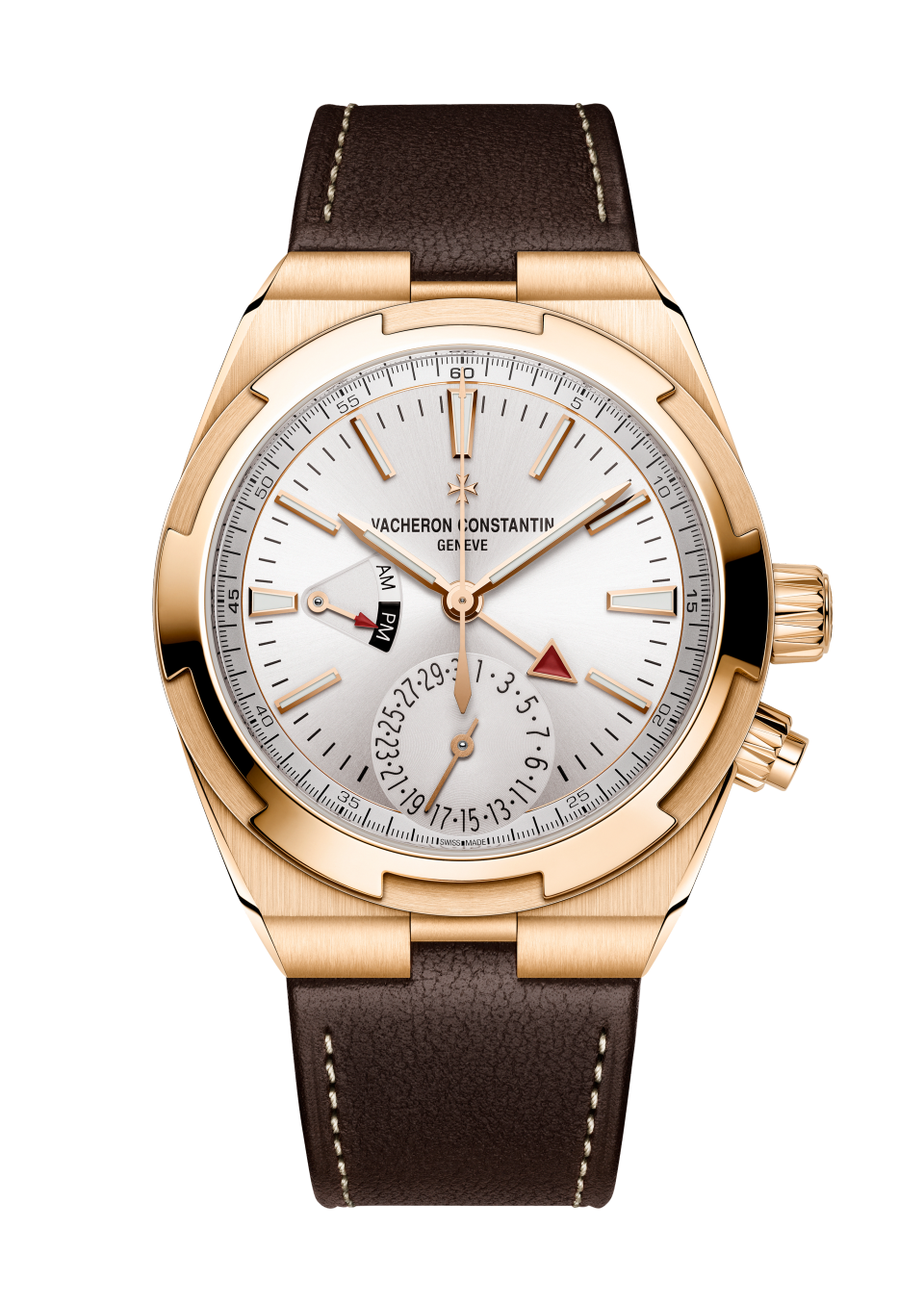 Vacheron Constantin Overseas dual time 41 mm Silver Dial 18K Pink Gold   Leather Strap 7920V/000R-B336 - WATCHXNYC