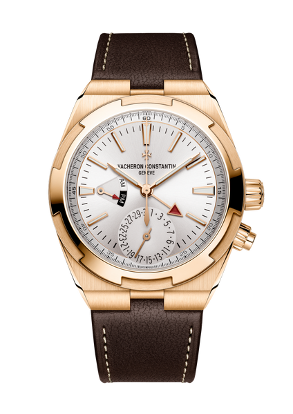 5000vt 金 Vacheron Constantin Overseas dual time 41 mm Silver Dial 18K Pink Gold