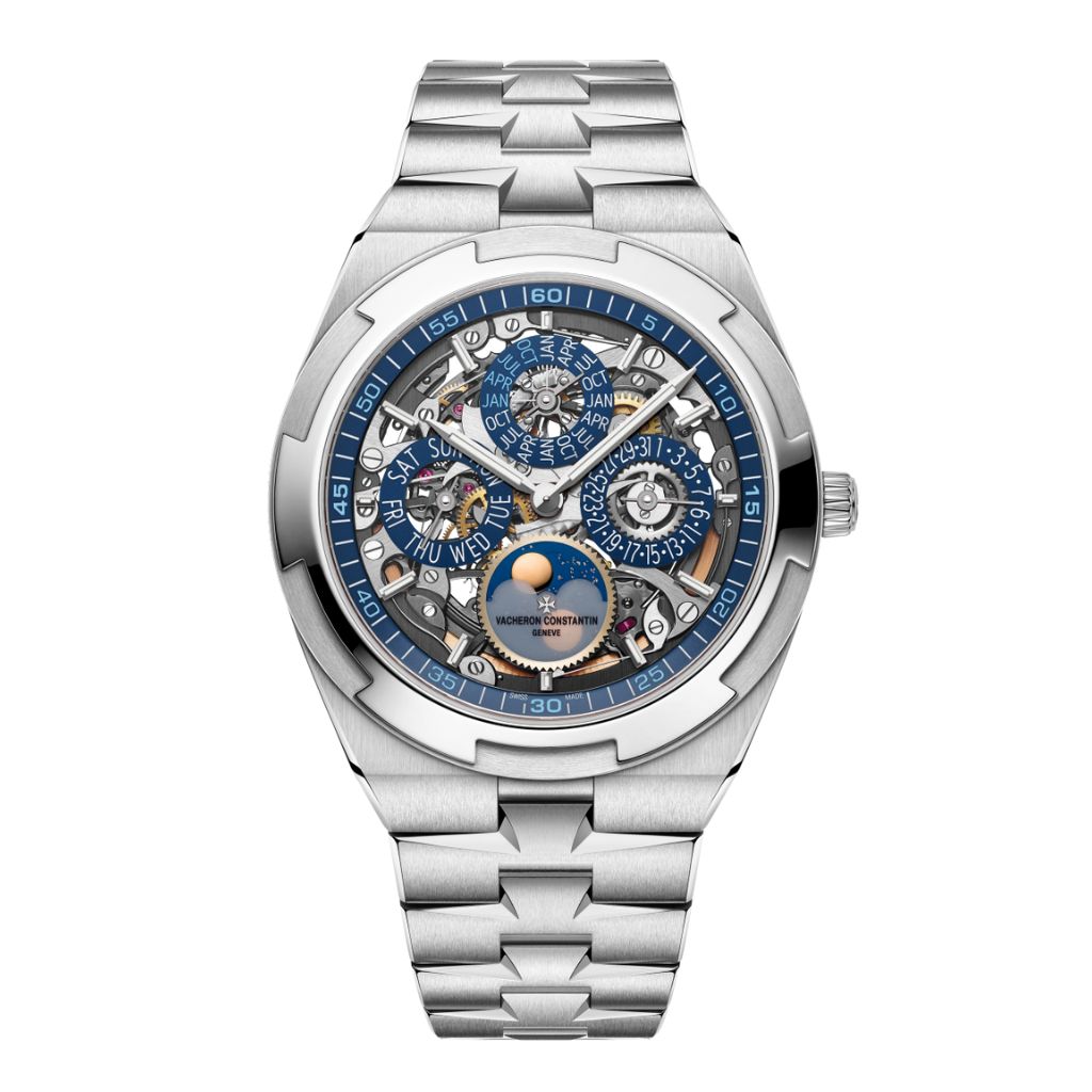Vacheron Constantin Overseas perpetual calendar ultra-thin skeleton 41.5 mm Blue Dial White Gold Bracelet 4300V/220G-B946 - WATCHXNYC