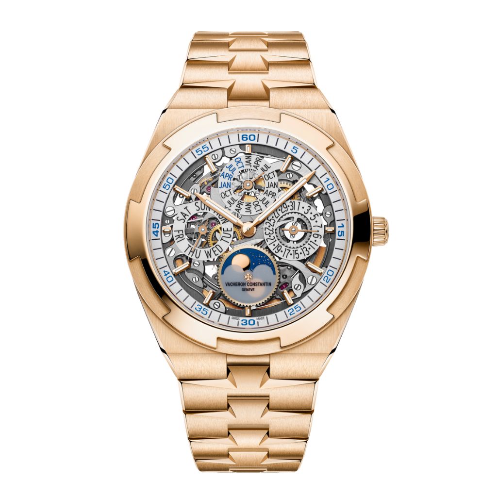 Vacheron Constantin Overseas perpetual calendar ultra-thin skeleton 41.5 mm Transparent Dial 18K Pink Gold Bracelet 4300V/220R-B547 - WATCHXNYC