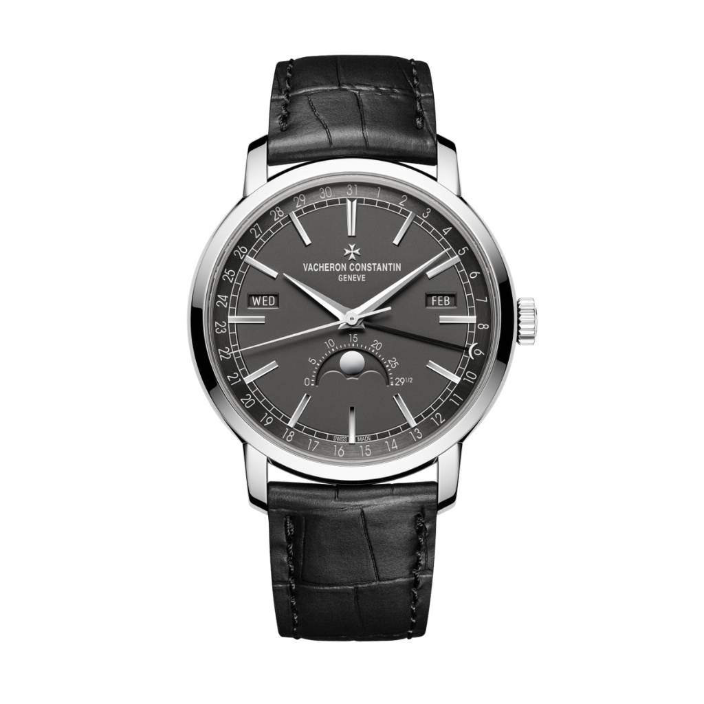Vacheron Constantin Traditionnelle complete calendar 41 mm Black Dial White Gold   Leather Strap 4010T/000G-B740 - WATCHXNYC