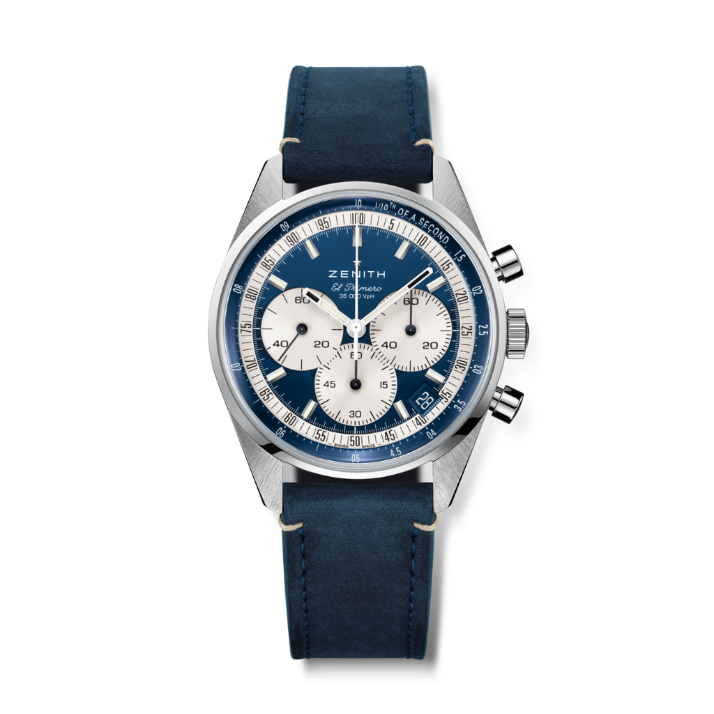 Zenith CHRONOMASTER EP ORIGINAL 38 mm Blue Dial Stainless Steel   Leather Strap 03.3200.3600/51.C902 - WATCHXNYC