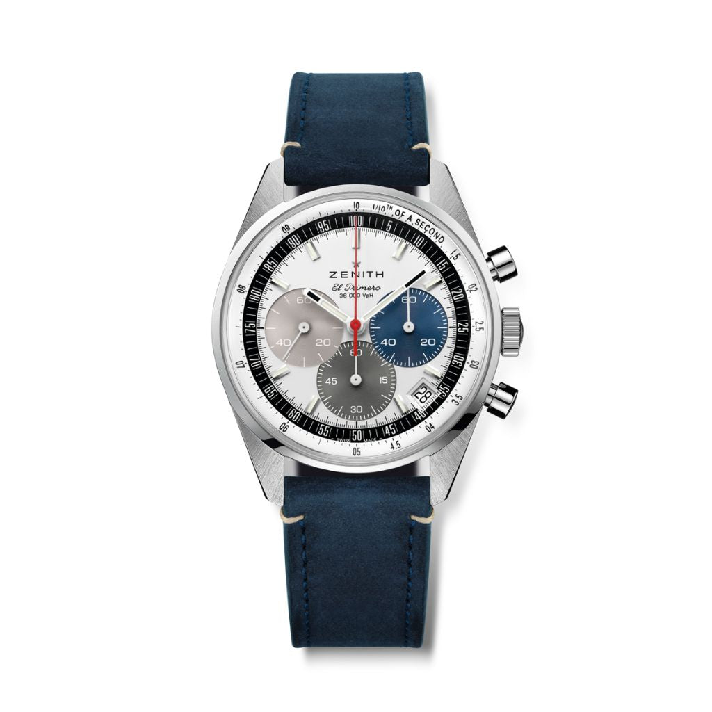 Zenith CHRONOMASTER EP ORIGINAL 38 mm White Dial Stainless Steel   Leather Strap 03.3200.3600/69.C902 - WATCHXNYC