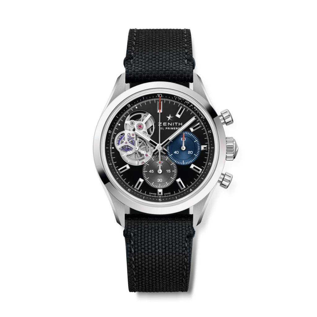 Zenith CHRONOMASTER OPEN 39.5 mm Black Dial Stainless Steel Rubber Strap 03.3300.3604/21.C822 - WATCHXNYC