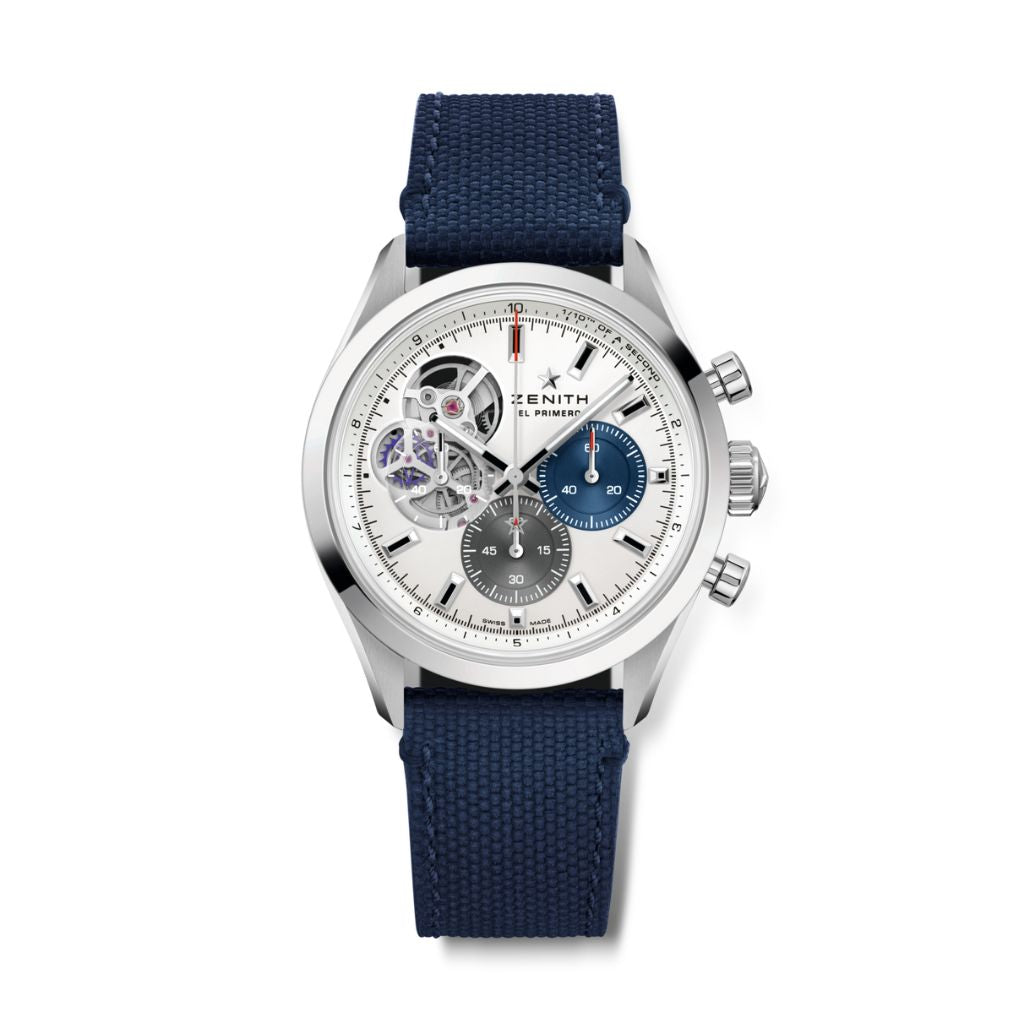 Zenith CHRONOMASTER OPEN 39.5 mm White Dial Stainless Steel Rubber Strap 03.3300.3604/69.C823 - WATCHXNYC