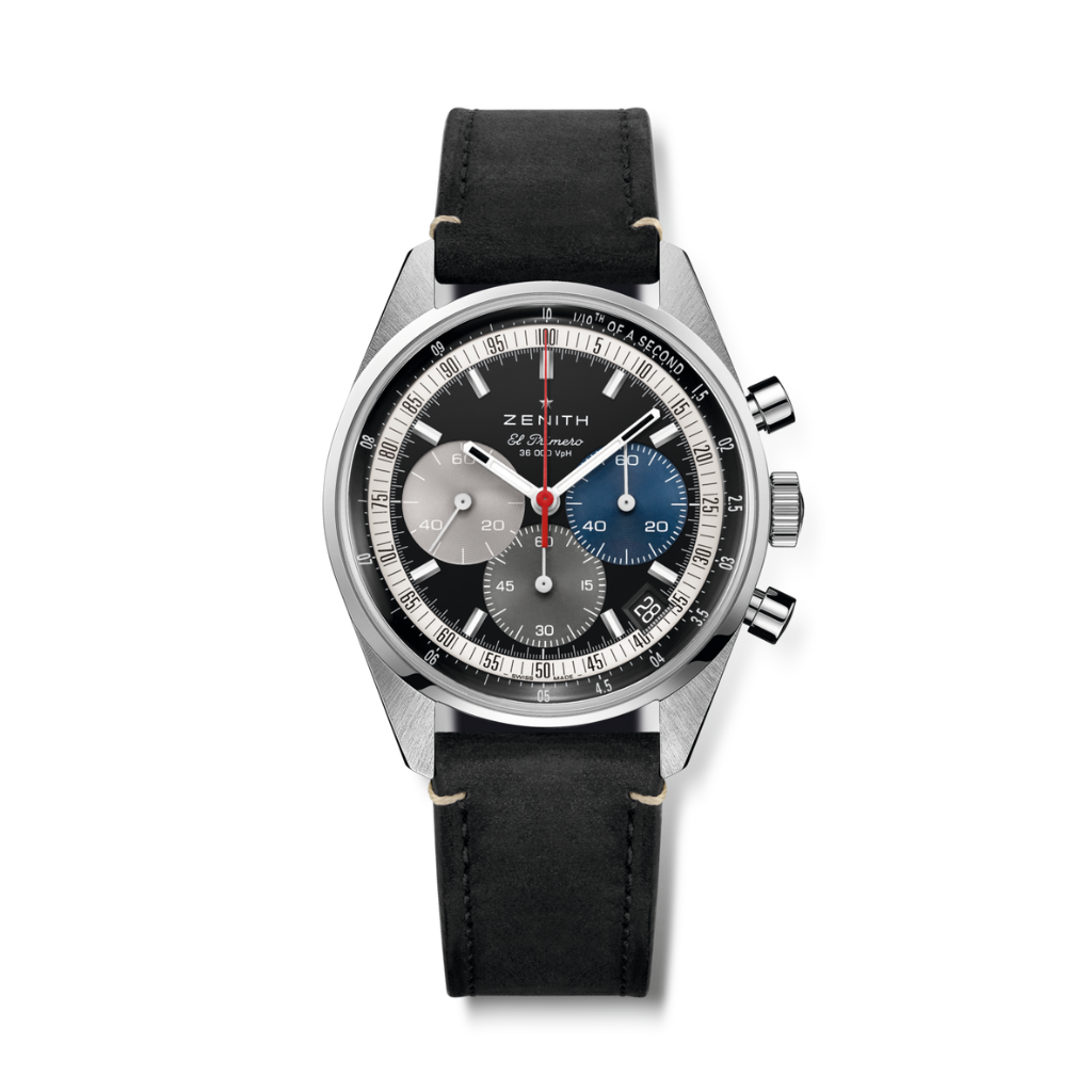 Zenith CHRONOMASTER ORIGINAL 38 mm Black Dial Stainless Steel   Leather Strap 03.3200.3600/22.C908 - WATCHXNYC