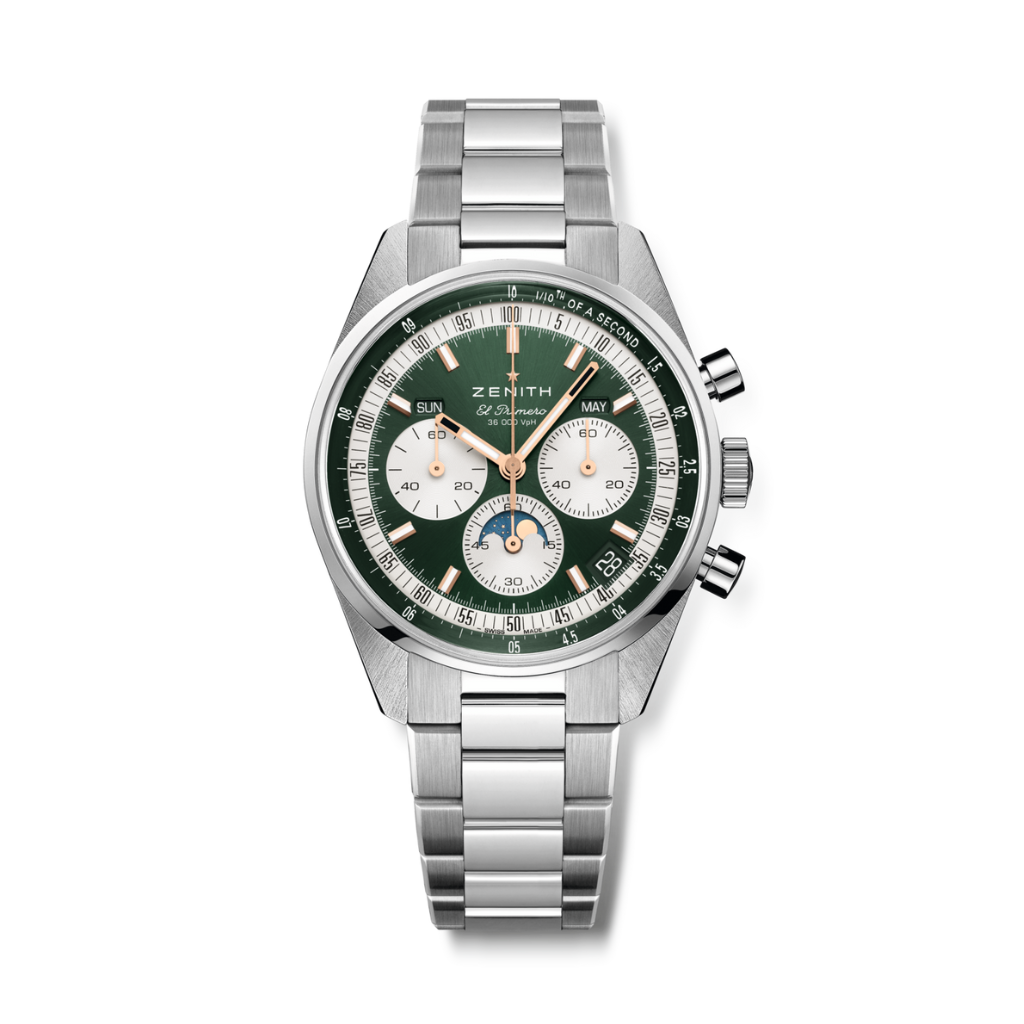 Zenith CHRONOMASTER ORIGINAL 38 mm Green Dial Stainless Steel Bracelet 03.3400.3610/40.M3200 - WATCHXNYC