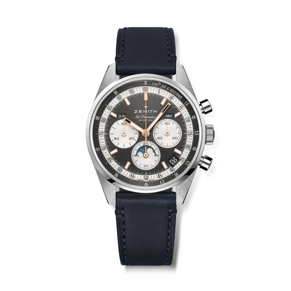 Zenith CHRONOMASTER ORIGINAL 38 mm Grey Dial Stainless Steel   Leather Strap 03.3400.3610/39.C910 - WATCHXNYC