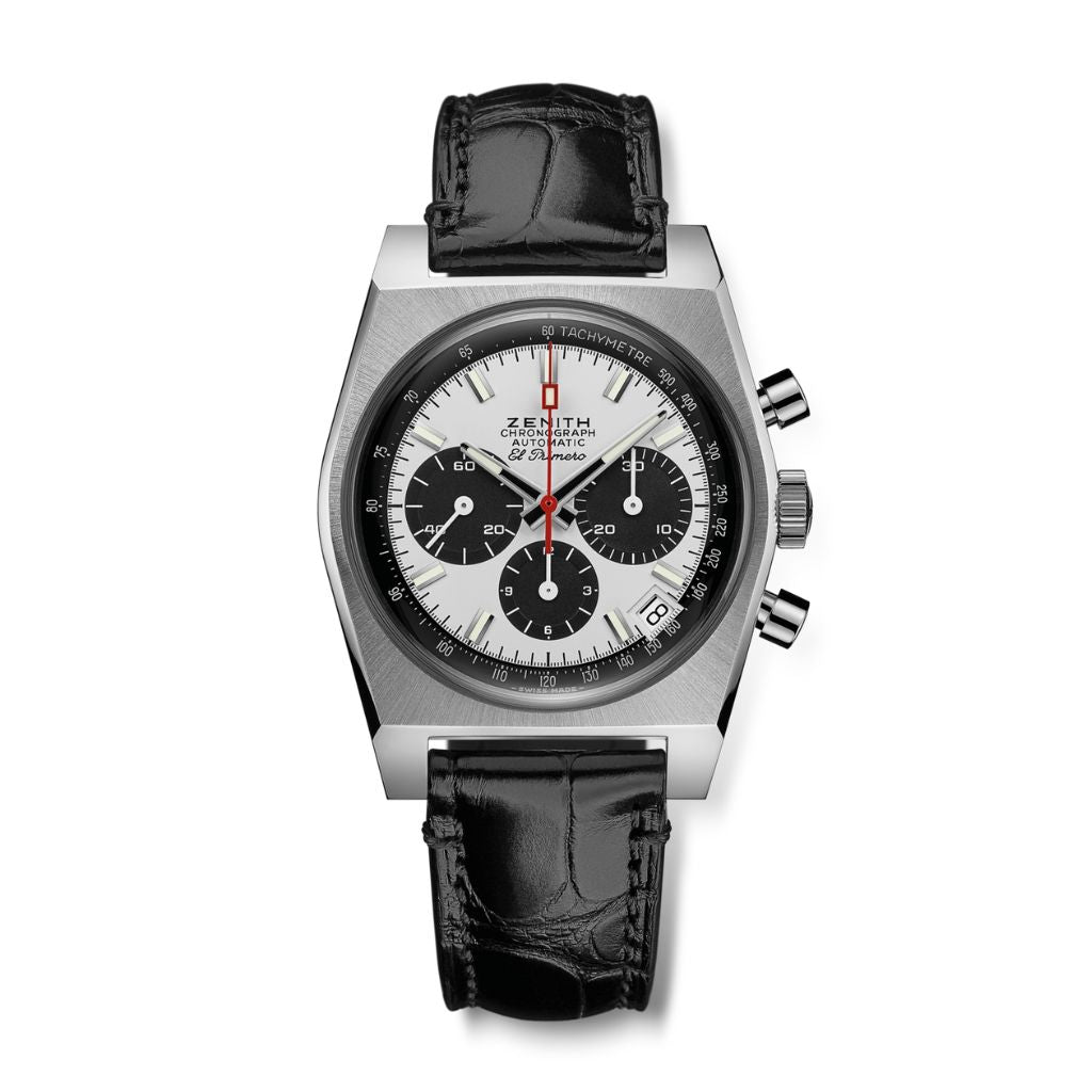 Zenith CHRONOMASTER REVIVAL EL PRIMERO A384 37 mm White Dial Stainless Steel   Leather Strap 03.A384.400/21.C815 - WATCHXNYC