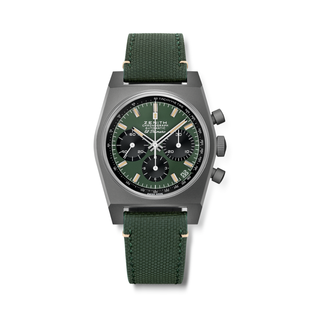 Zenith CHRONOMASTER REVIVAL SAFARI 37 mm Green Dial Titanium Fabric Strap 97.T384.400/57.C856 - WATCHXNYC