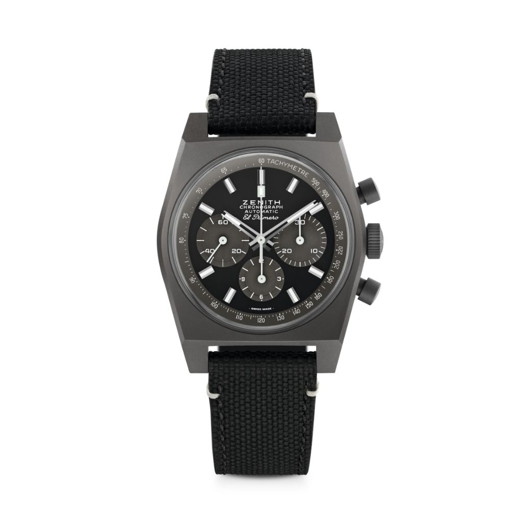 Zenith CHRONOMASTER REVIVAL SHADOW 37 mm Black Dial Titanium Fabric Strap 97.T384.4061/21.C822 - WATCHXNYC