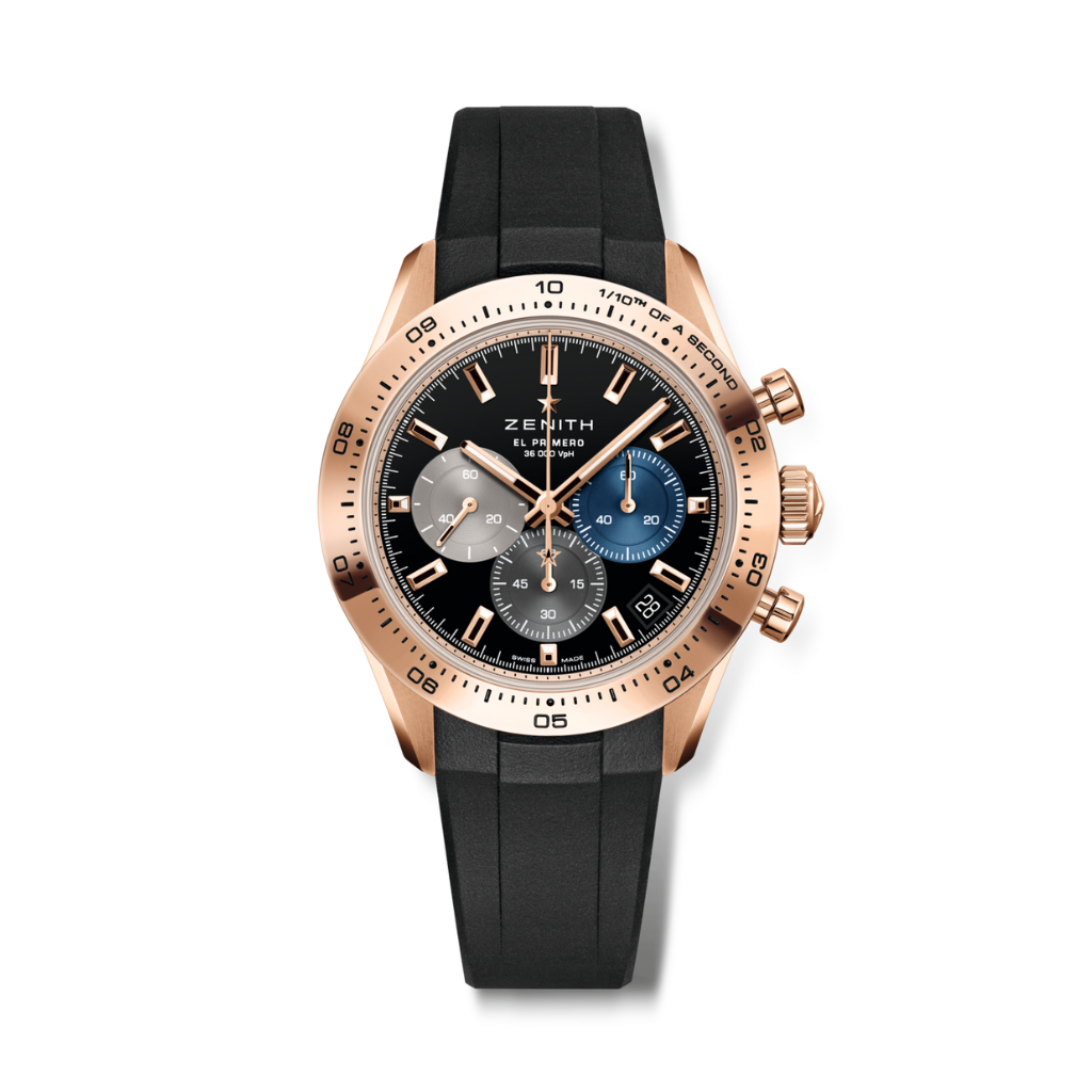 Zenith CHRONOMASTER SPORT 41 mm Black Dial 18k Rose Gold Rubber Strap 18.3101.3600/21.R951 - WATCHXNYC