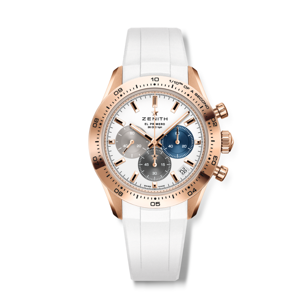 Zenith CHRONOMASTER SPORT 41 mm White Dial 18k Rose Gold Rubber Strap 18.3101.3600/69.R953 - WATCHXNYC