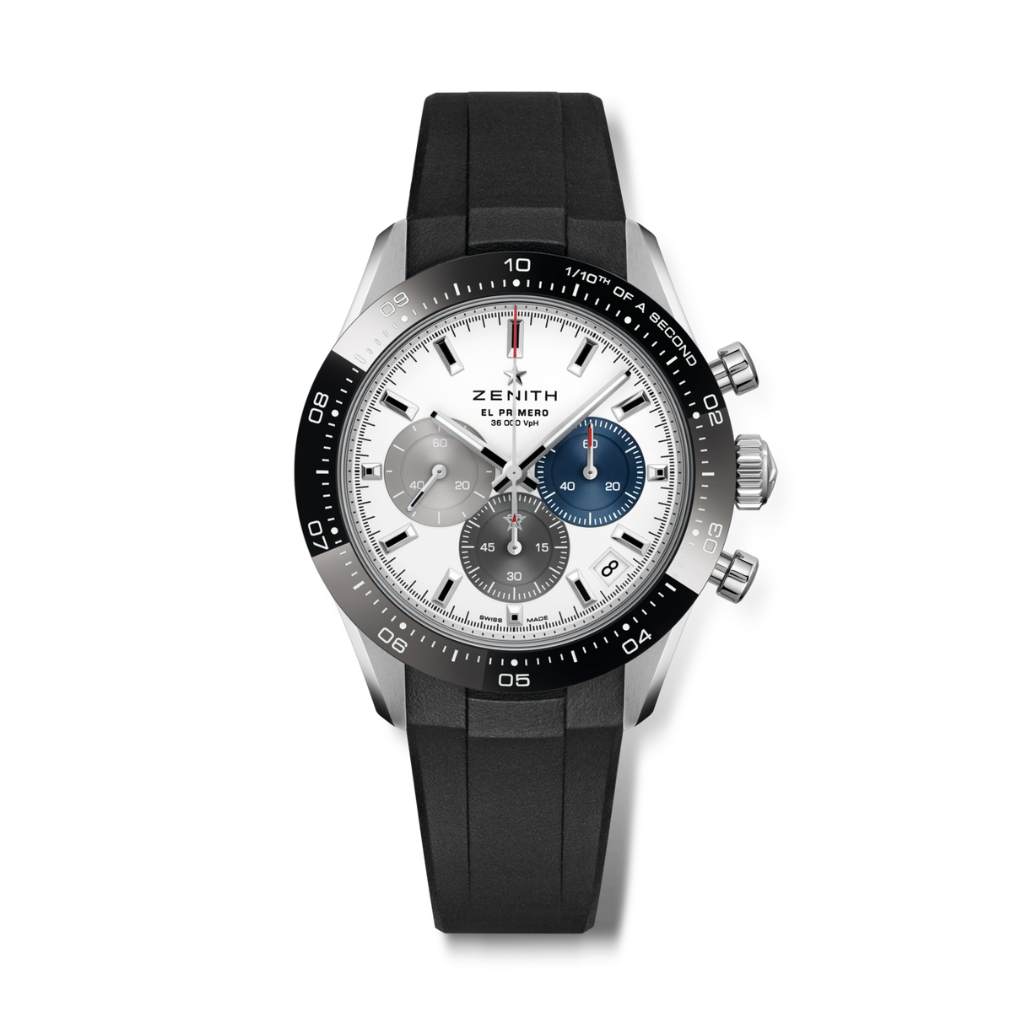 Zenith CHRONOMASTER SPORT 41 mm White Dial Stainless Steel with Black Ceramic Rubber Strap 03.3100.3600/69.R951 - WATCHXNYC