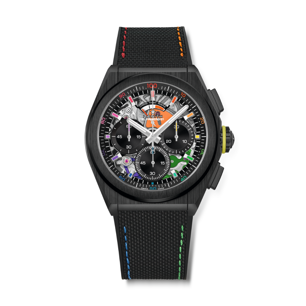 Zenith DEFY 21 Chroma II 44 mm Black Dial Black Ceramic Rubber Strap 49.9013.9004/21.R952 - WATCHXNYC