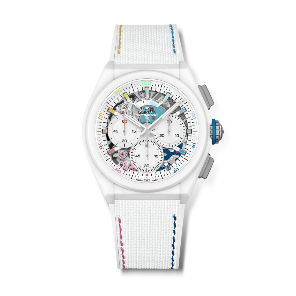 Zenith DEFY 21 Chroma II 44 mm White Dial Matte White Ceramic Rubber Strap 49.9014.9004/01.R953 - WATCHXNYC