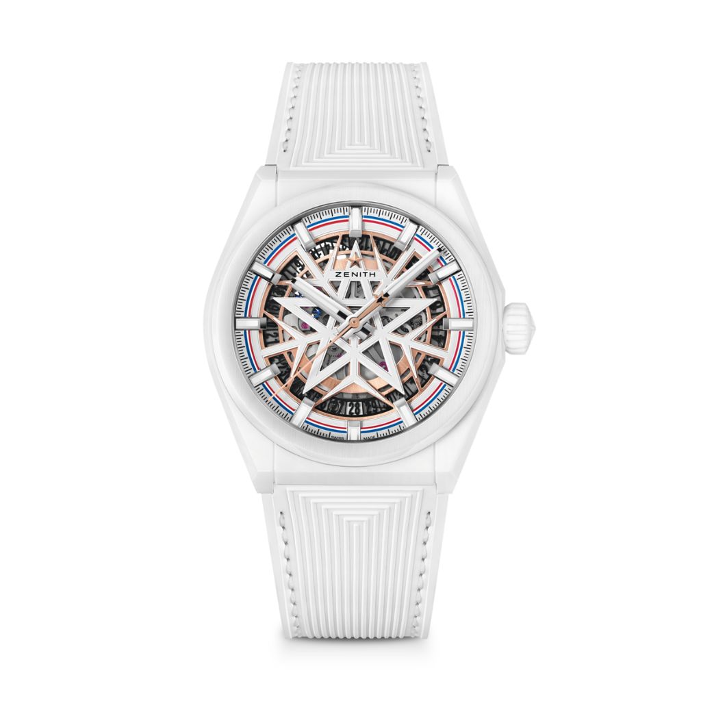 Zenith DEFY Classic Skeleton Fusalp 41 mm Silver Dial White Ceramic Rubber Strap 49.9002.670-1/02.R796 - WATCHXNYC