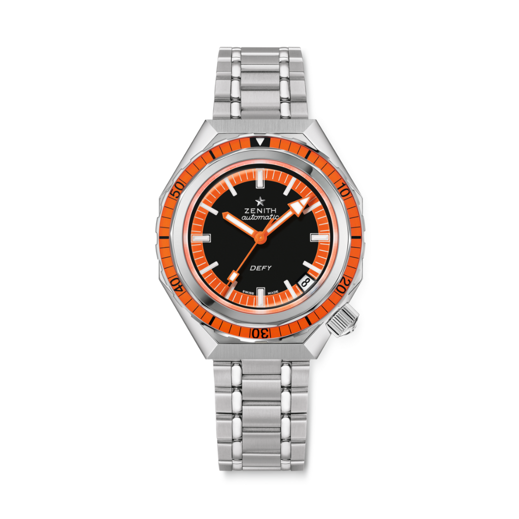 Zenith DEFY REVIVAL 37 mm Black & Orange Dial Stainless Steel Bracelet 03.A3648.670/21.M3648 - WATCHXNYC