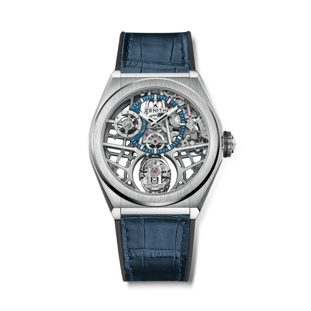 Zenith DEFY ZERO G 44 mm Silver Dial Brushed Titanium   Leather Strap 95.9000.8812/78.R584 - WATCHXNYC