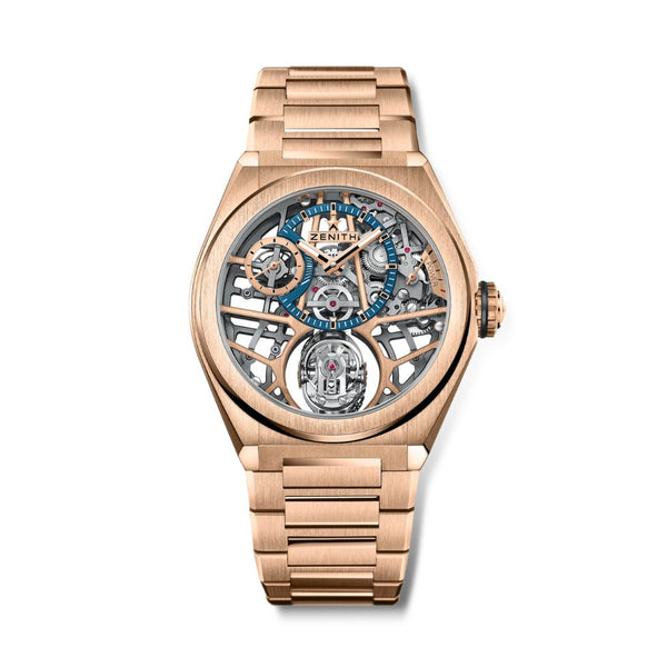 Zenith DEFY ZERO G 44 mm Transparent Dial 18k Rose Gold Bracelet 18.90