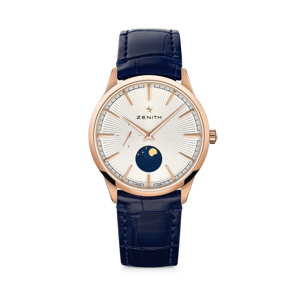 Zenith ELITE MOONPHASE 40.5 mm Silver Dial 18k Rose Gold   Leather Strap 18.3100.692/01.C92 - WATCHXNYC