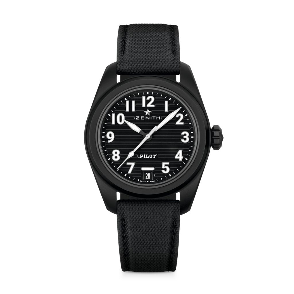 Zenith PILOT Automatic 40 mm Black Dial Black Ceramic Rubber Strap 49.4000.3620/21.I001 - WATCHXNYC