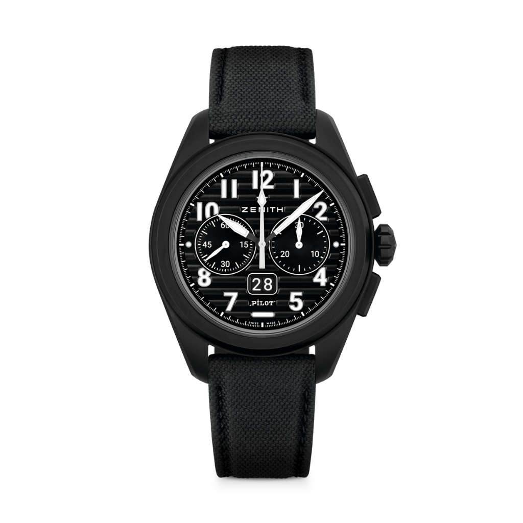 Zenith PILOT Big Date Flyback 42.5 mm Black Dial Black Microblasted Ceramic Rubber Strap 49.4000.3652/21.I001 - WATCHXNYC