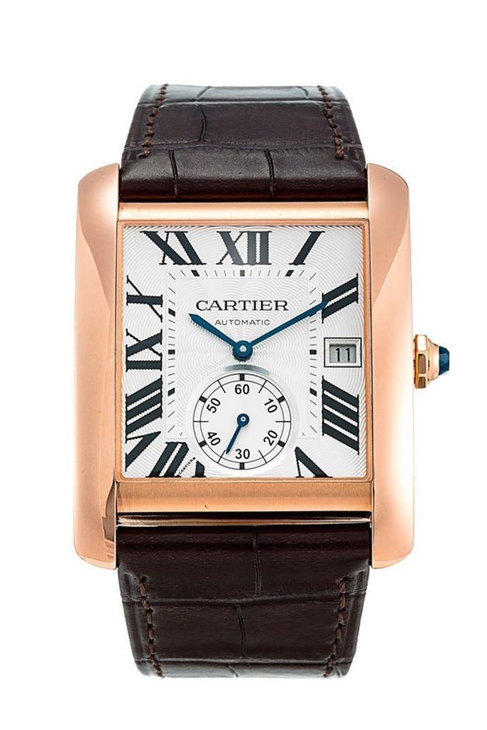 Cartier Tank MC Mechanical Silver Dial Brown Leather Strap Men's Watch ...
