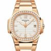 Patek Philippe Nautilus 18kt Rose Gold White Dial 32mm Diamond Ladies Watch 7010-1R-011
