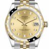 Rolex Datejust 31 Champagne Diamonds Dial Diamond Bezel Jubilee Yellow Gold Two Tone Watch 278341JBL
