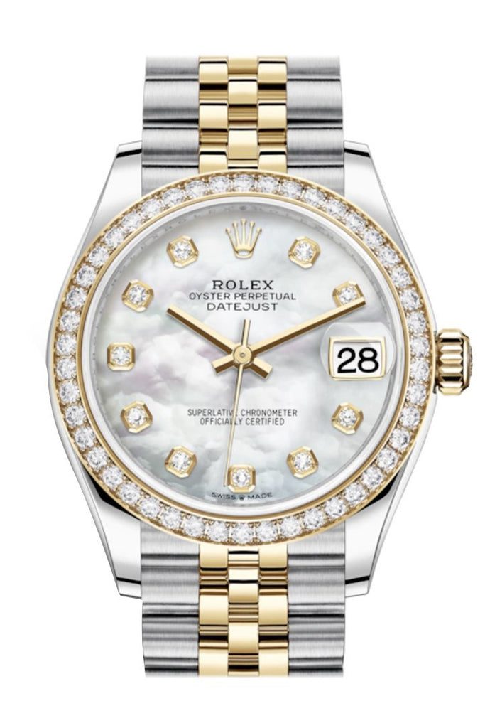 Rolex Datejust 31 White Mother-Of-Pearl Diamonds Dial Diamond Bezel ...